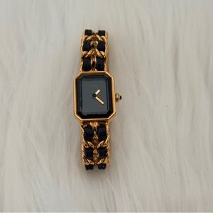 Chanel Vintage Premiere Gold and Black Chain Watch